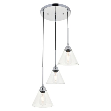 Living District Histoire 3 Light Chrome Pendant LD4017D18C